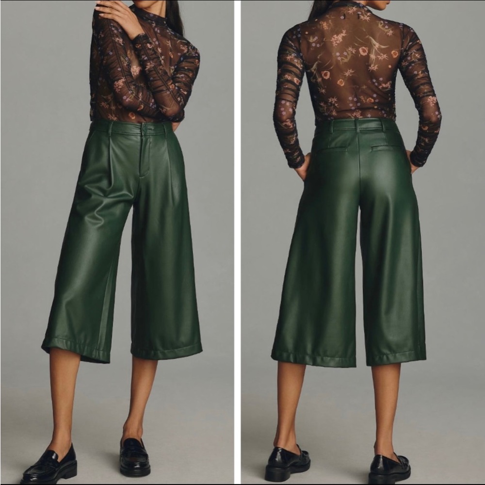 NWT Anthropologie Faux Leader Wide -Leg Culottes